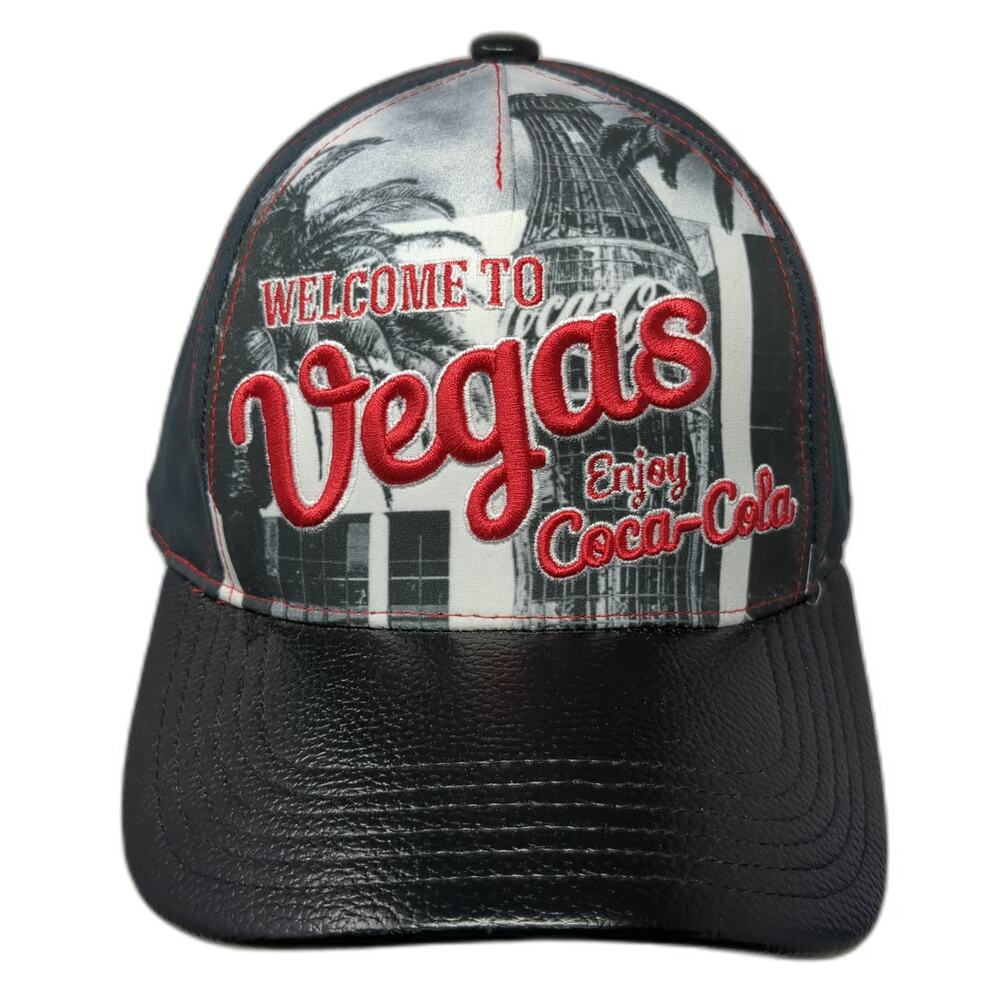 Coca-Cola 5 Panel Gray Hat OS Las Vegas Bottle Graphic Strapback Red W/Tags